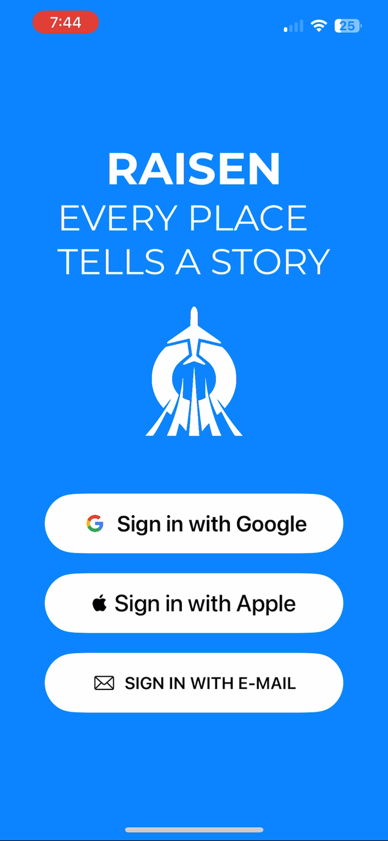 Raisen Landing Screen